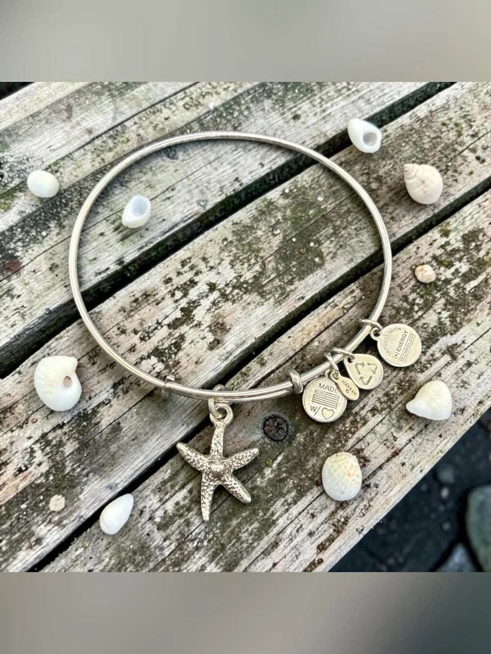 🏷️‼️5/$25🏷️‼️🐚ALEX & ANI🐚Starfish Charm Bangle in Rafaelian Silver/EUC